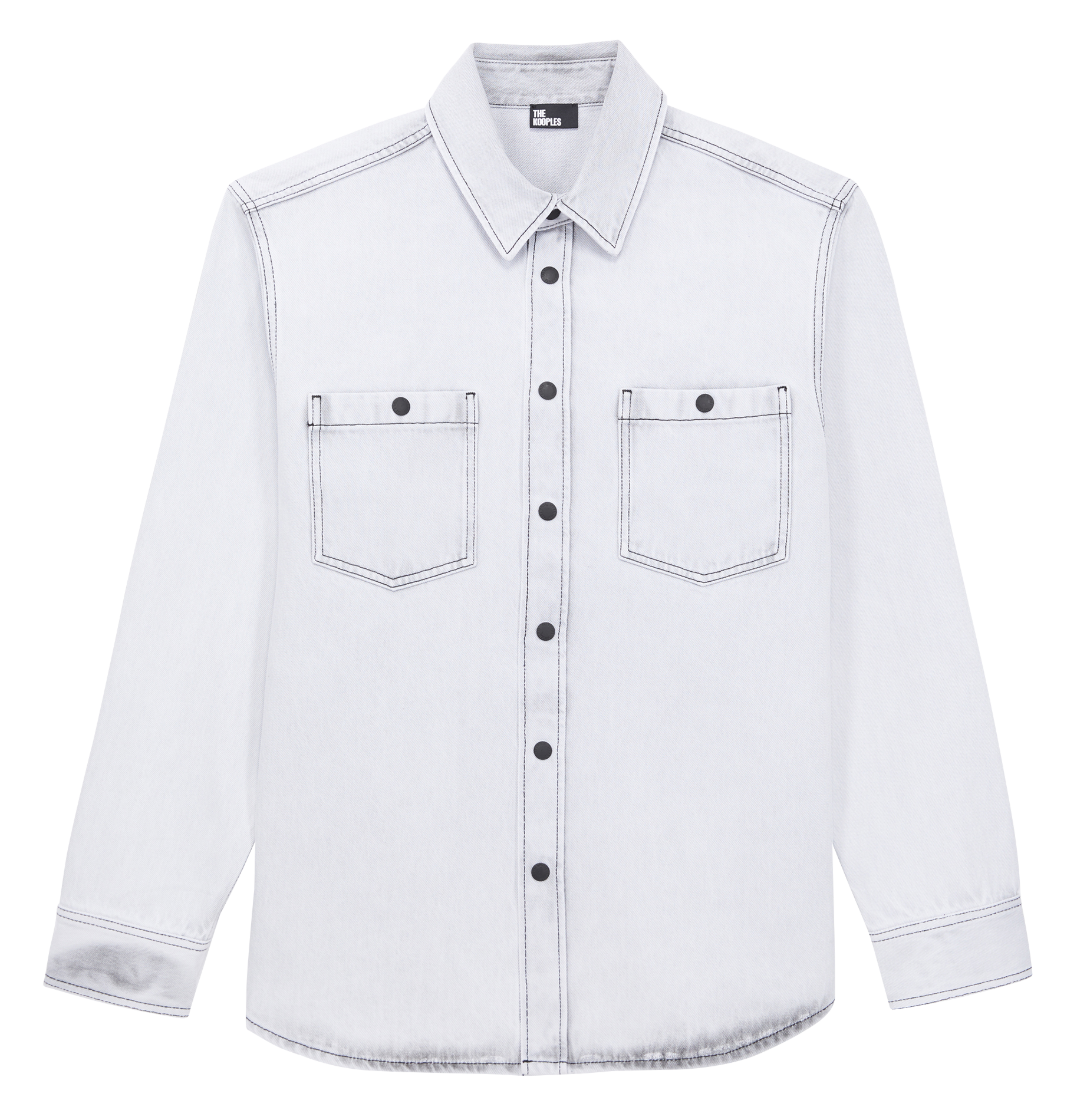 Chemise col classique en denim | Blanc