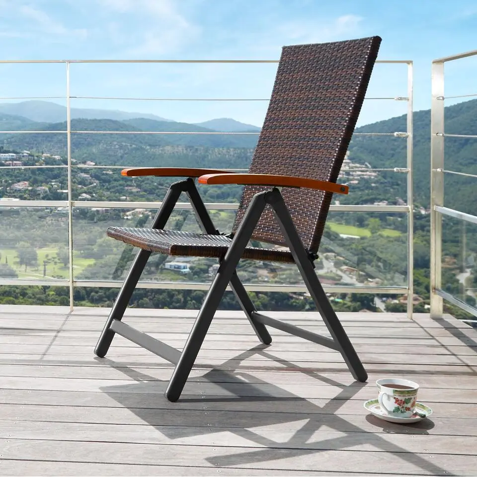tectake Wicker tuinstoel Canberra opklapbaar, Bruin