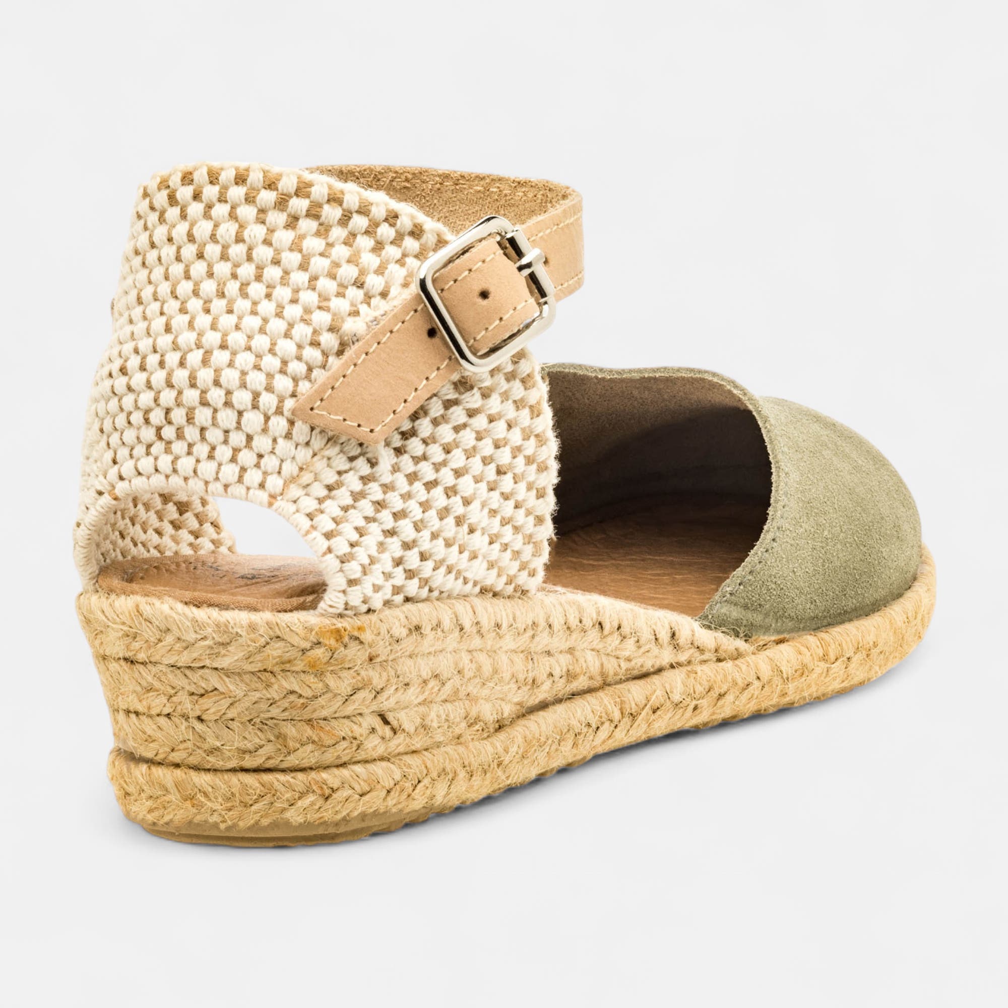 Espadrilles Femme en cuir kaki