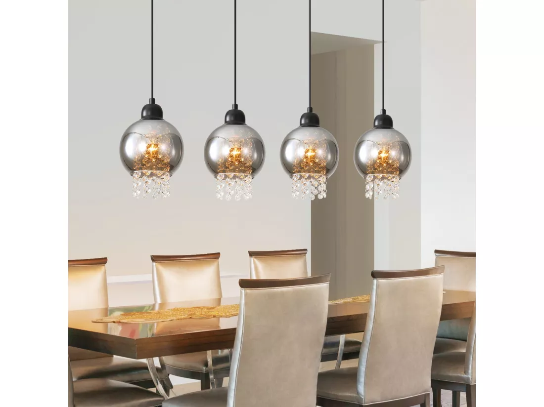 Lampe Suspendue Pour Table à Manger En Cristal Noir E27 Lampe Suspendue Moderne Pour Salon