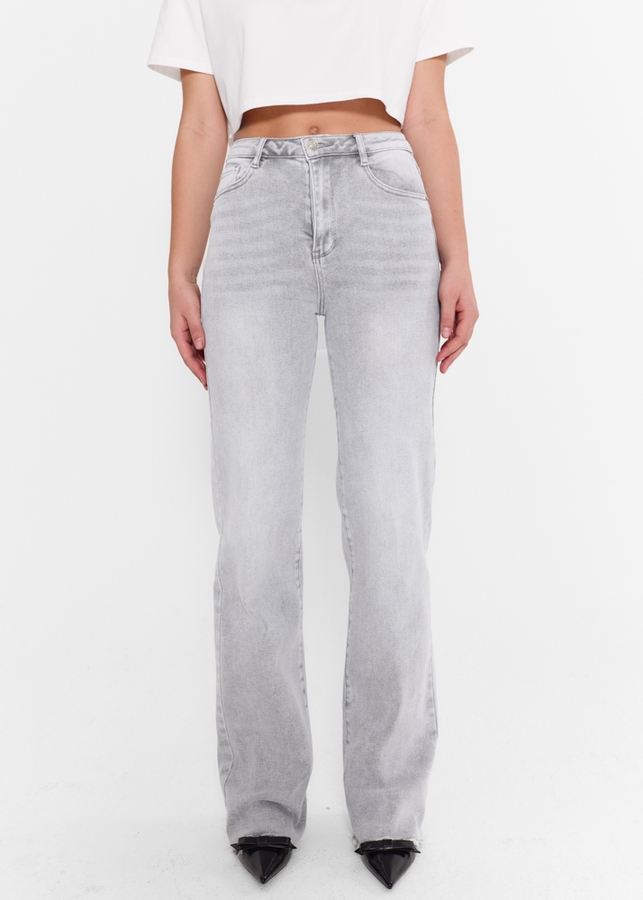 Straight leg stretch jeans lichtgrijs