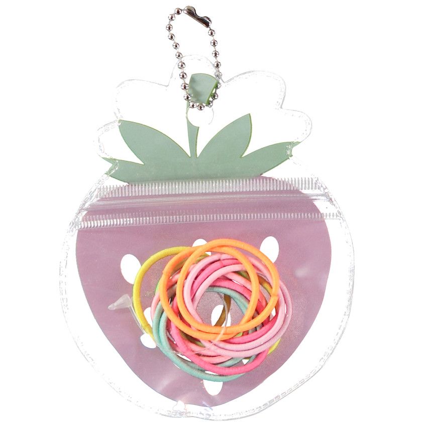 Lot de 15 élastiques dans pochette fraise pour fille - Multicolore