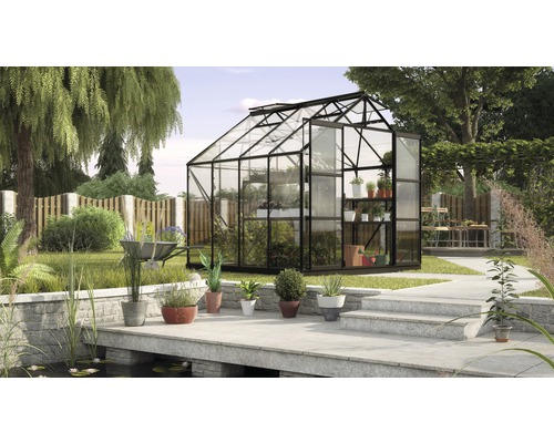 Kas Vitavia Uranus 6700, enkelvoudig veiligheidsglas 3 mm, inclusief fundering, 257x258 cm, zwart
