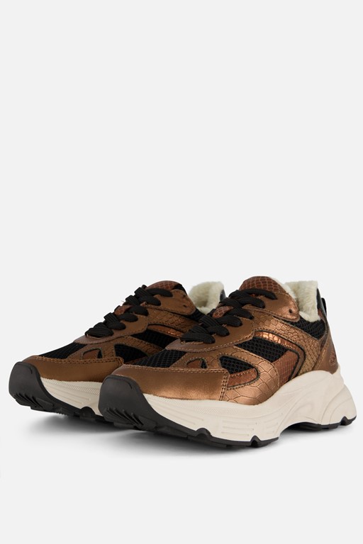 PS Poelman Sneakers Metallic bruin Leer