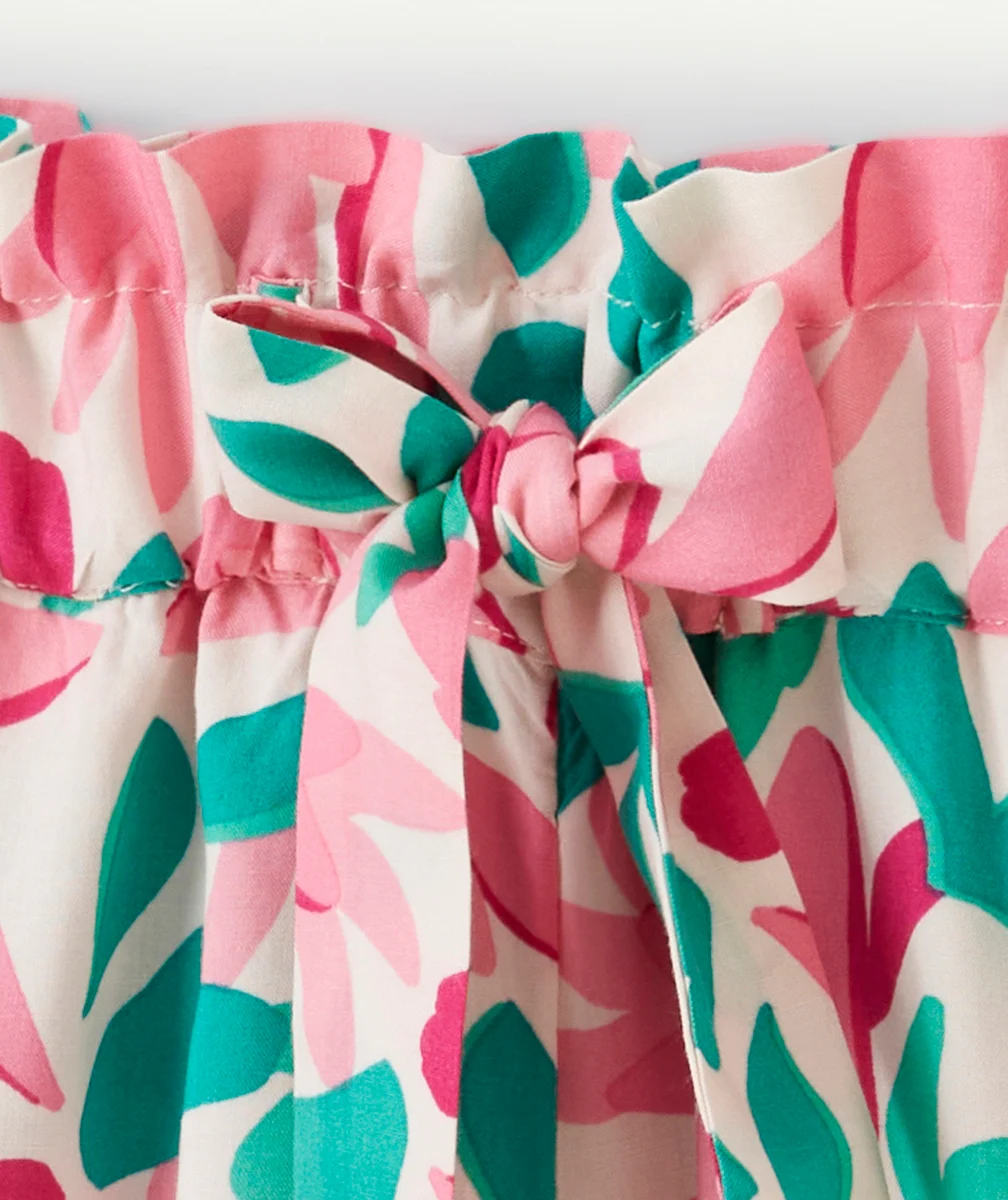 short fluide fille en viscose responsable rose imprimé fleurs