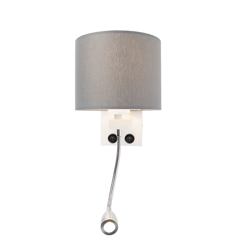 Moderne wandlamp wit met grijze kap - Brescia