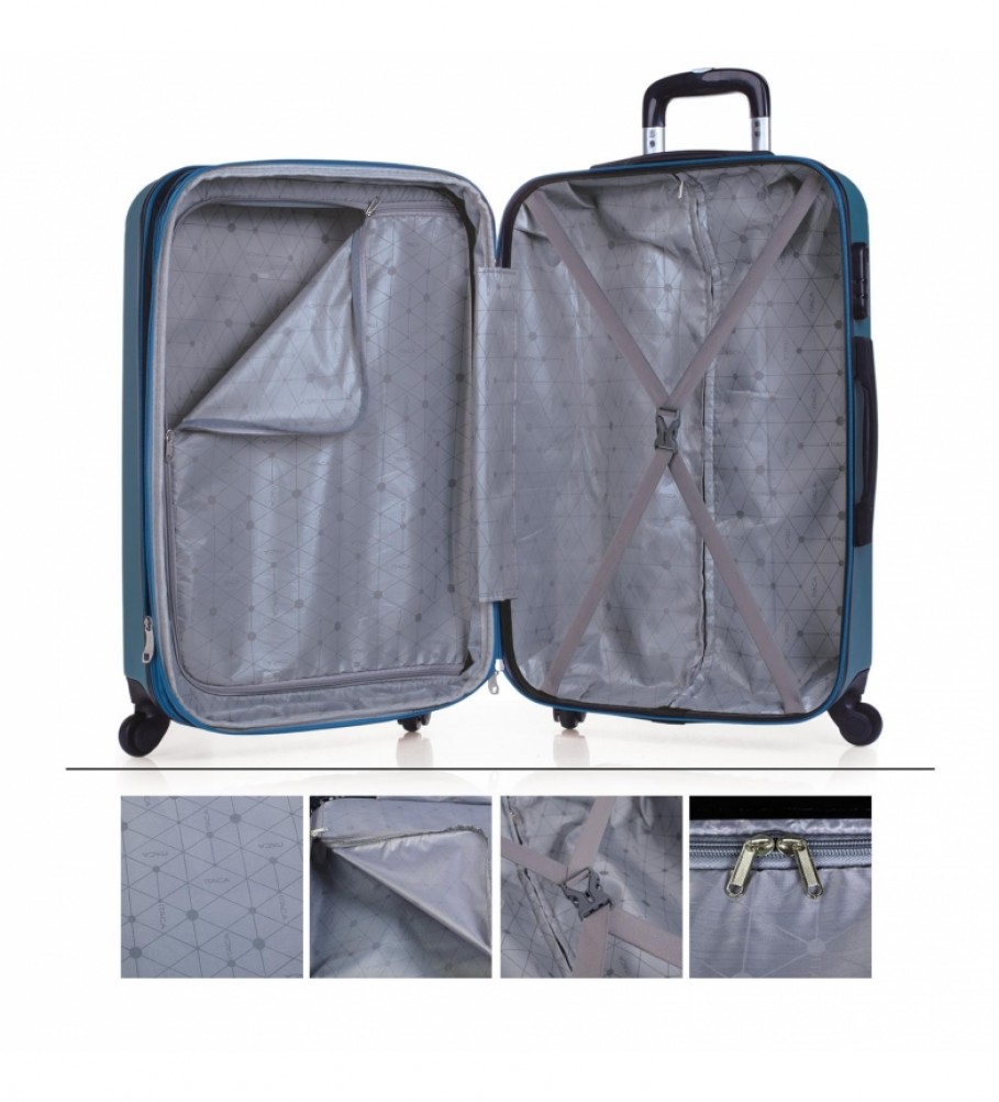 Mala rígida média com 4 rodas ITACA T71560 Aquamarine - 66x41x27cm -