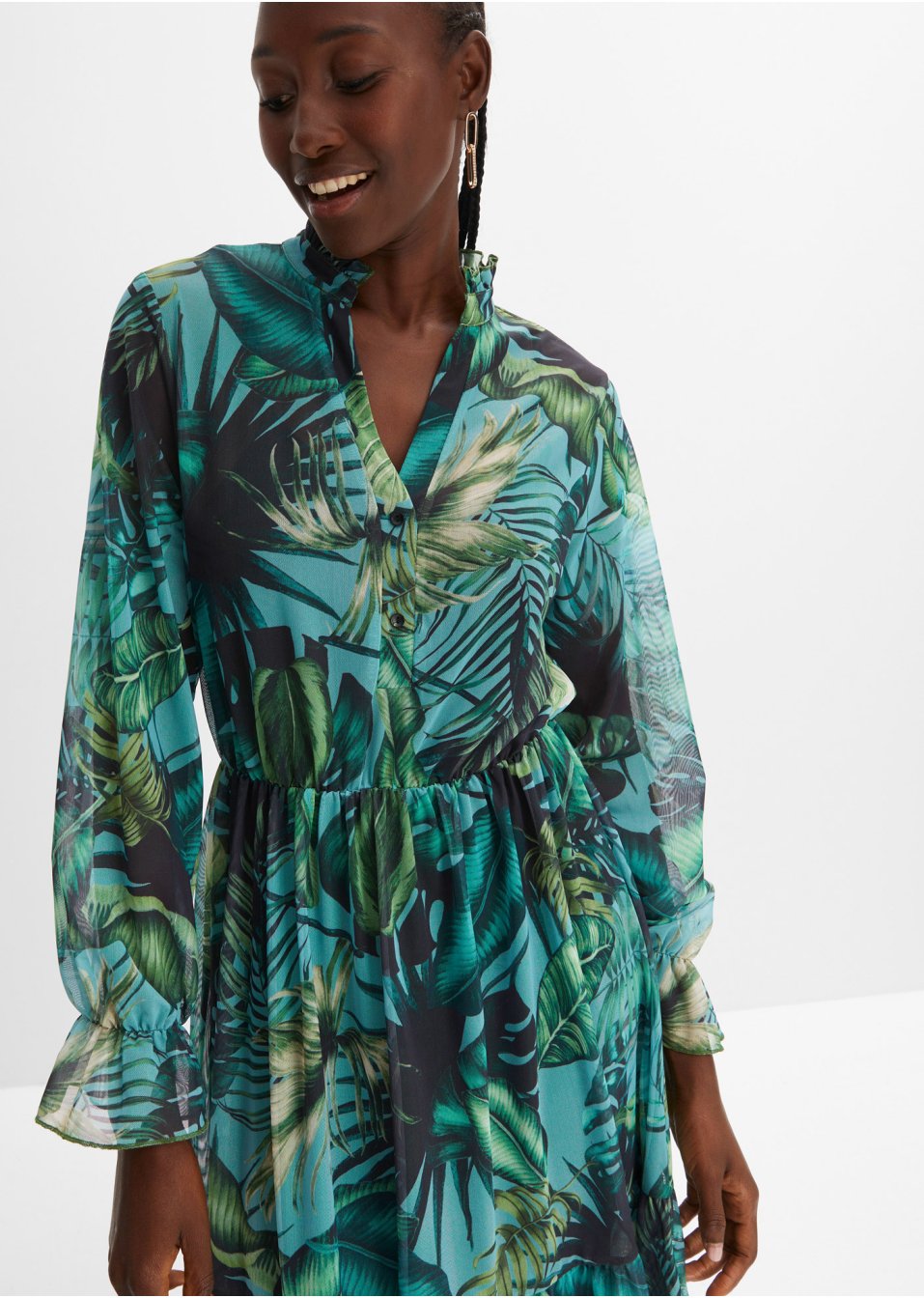 Robe midi en mesh imprimée