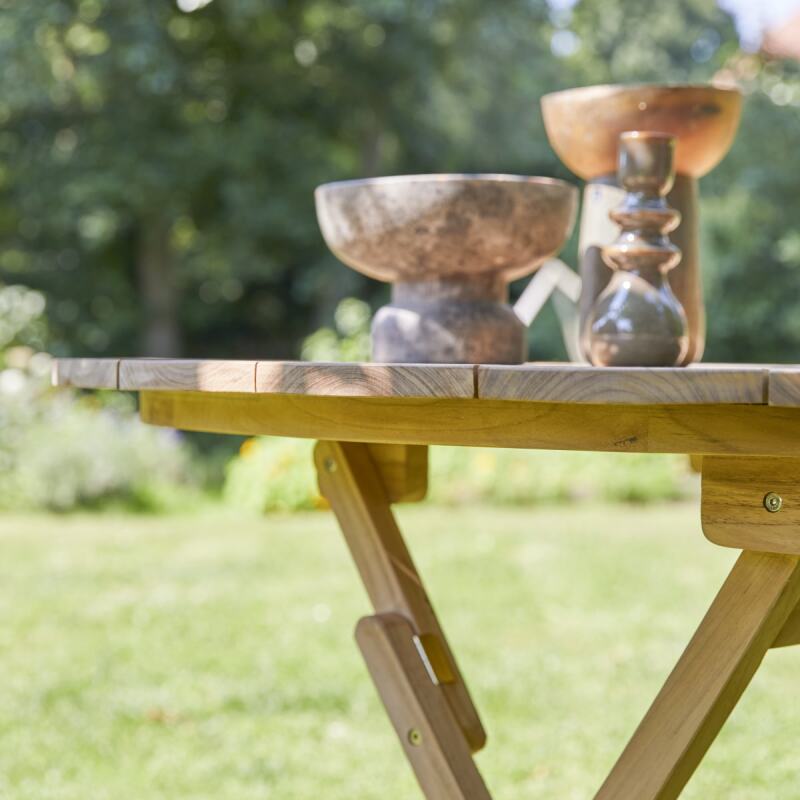 Table de jardin Andria en teck massif, pliable Ø 120 cm