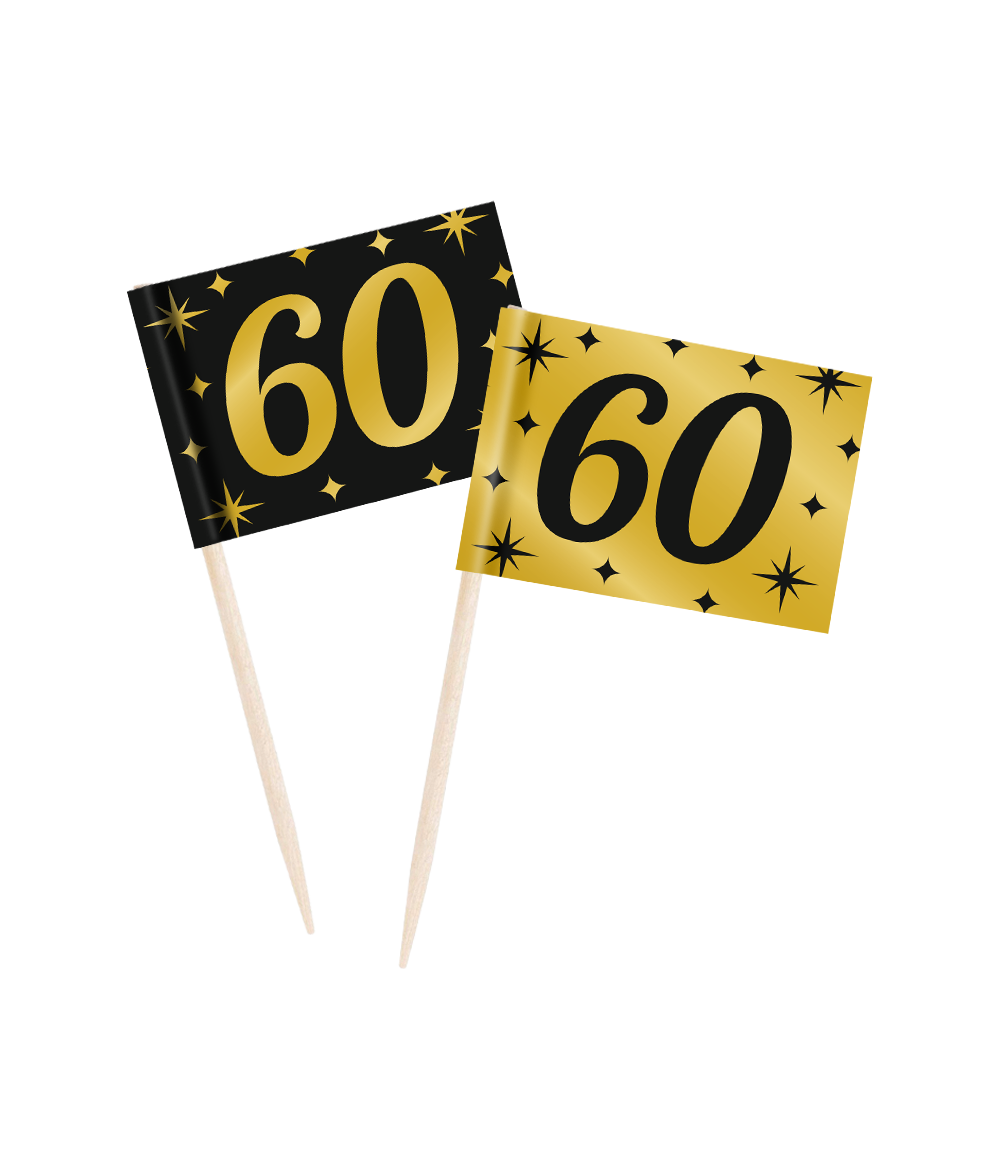 Cocktailprikkers 60 Jaar 6,5cm 50st