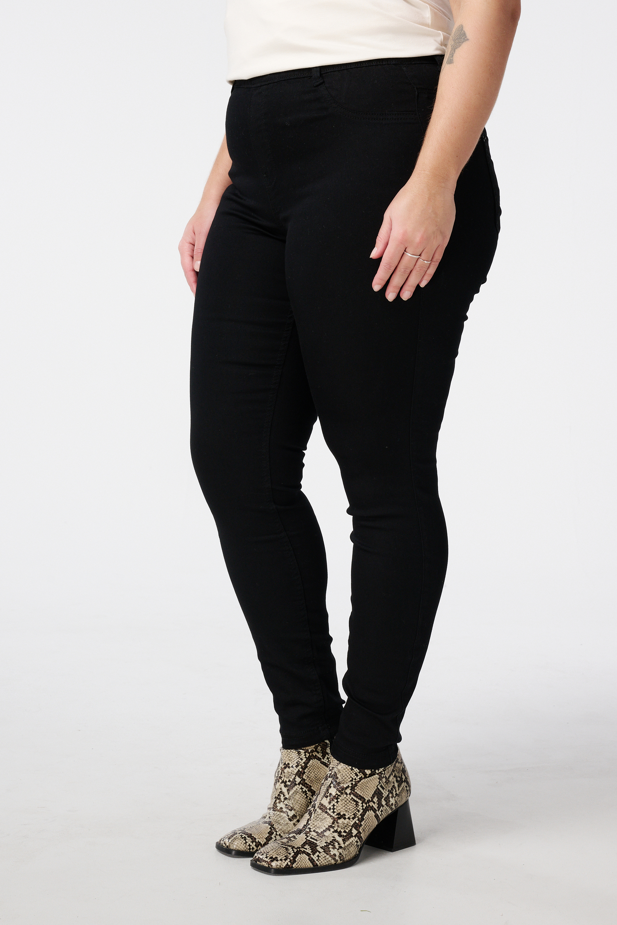 Tregging met denim look Zwart