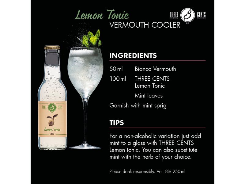 Three Cents Soft-Drinks Lemon Tonic 6 x 0.2 l Erfrischungsgetränk mit Tonicgeschmack