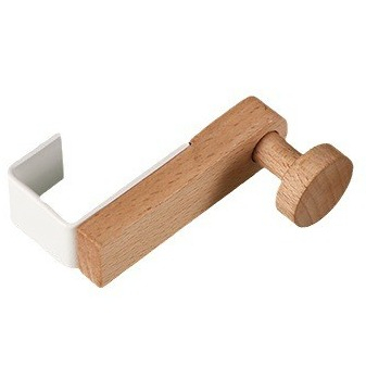 (80x65mm) Holz Tür Haken Multifunktions Bügel Universal Garderoben Kleiderhaken - Braun / Weiss