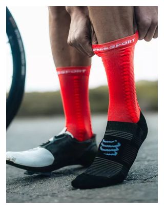 Chaussettes Compressport Pro Racing Socks v4.0 Bike Rouge/Noir