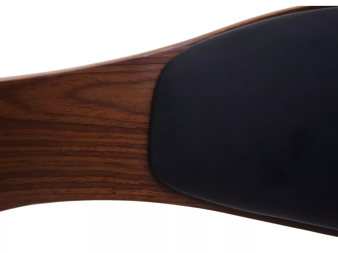 Chaise de bureau MCW-H46, aspect noyer, cuir synthétique noir