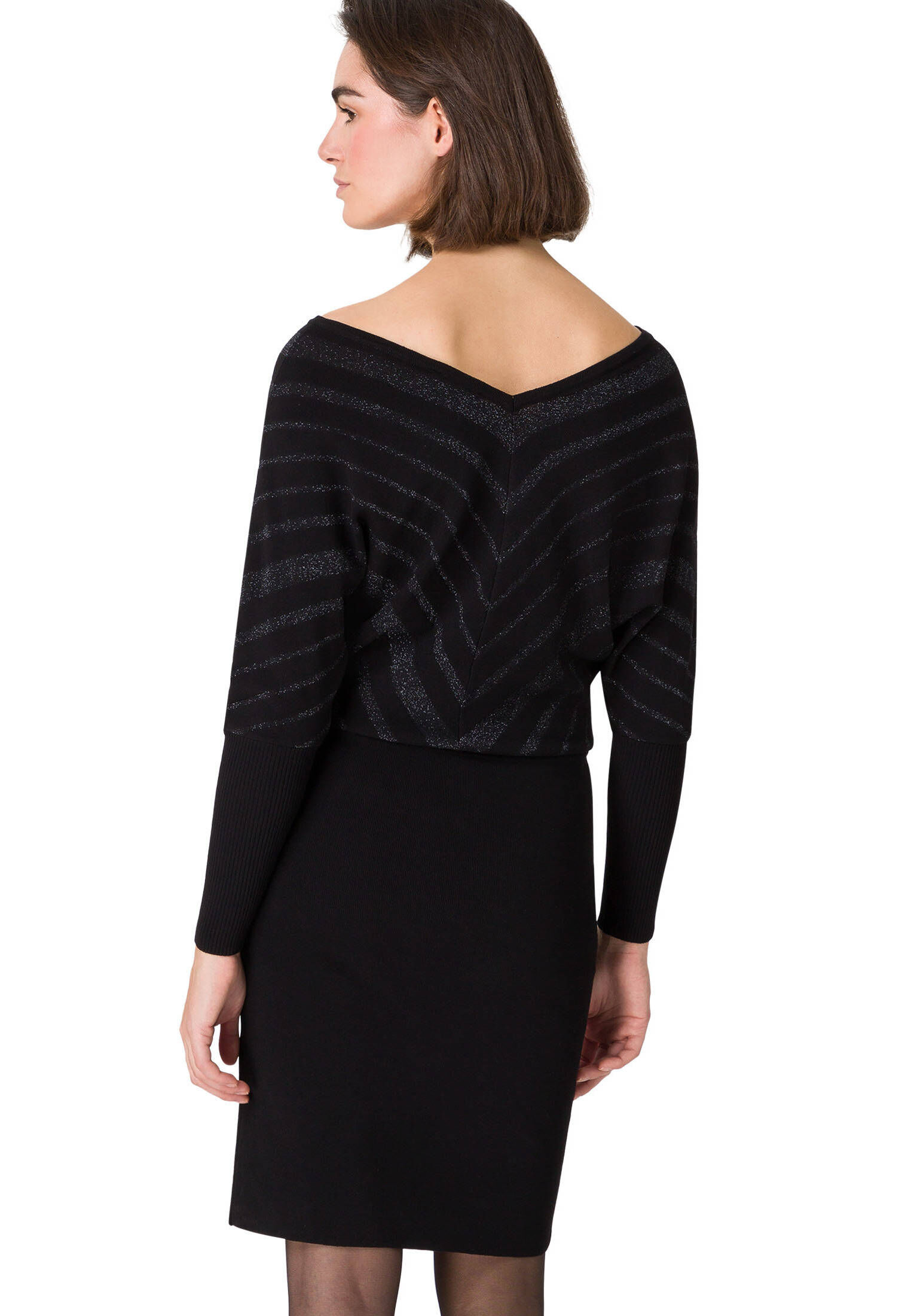 zero| Damen Jerseykleid mit Glitzerstreifen