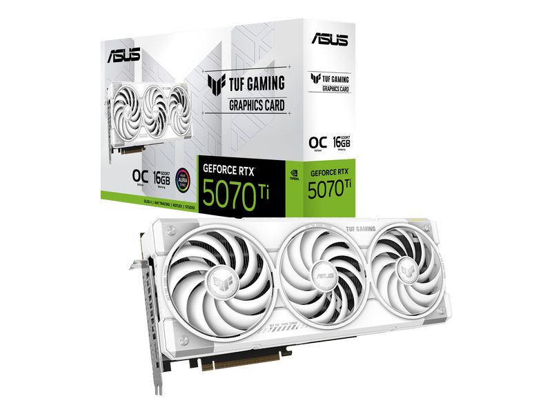 ASUS Grafikkarte TUF Gaming GeForce RTX 5070 Ti White OC Ed Gaming-Grafikkarte mit 16 GB GDDR7-Speicher