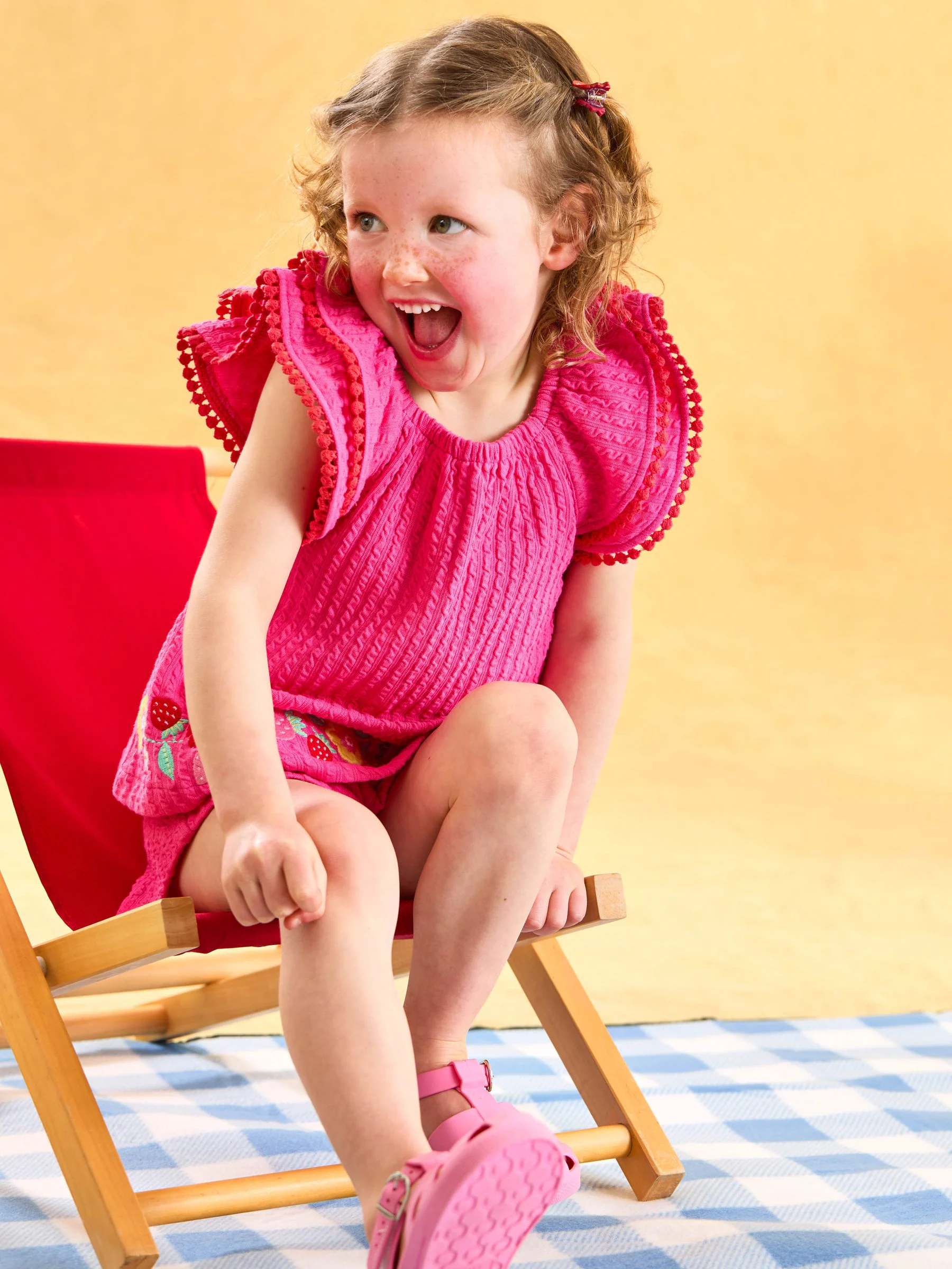 JoJo Maman Bébé Embroidered Frill Sleeve T-Shirt & Shorts Set 2 Piece