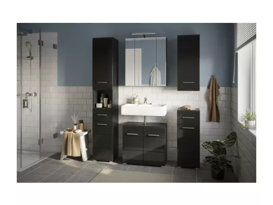 Demi colonne de salle de bain – Noir laqué – KLEANKIN