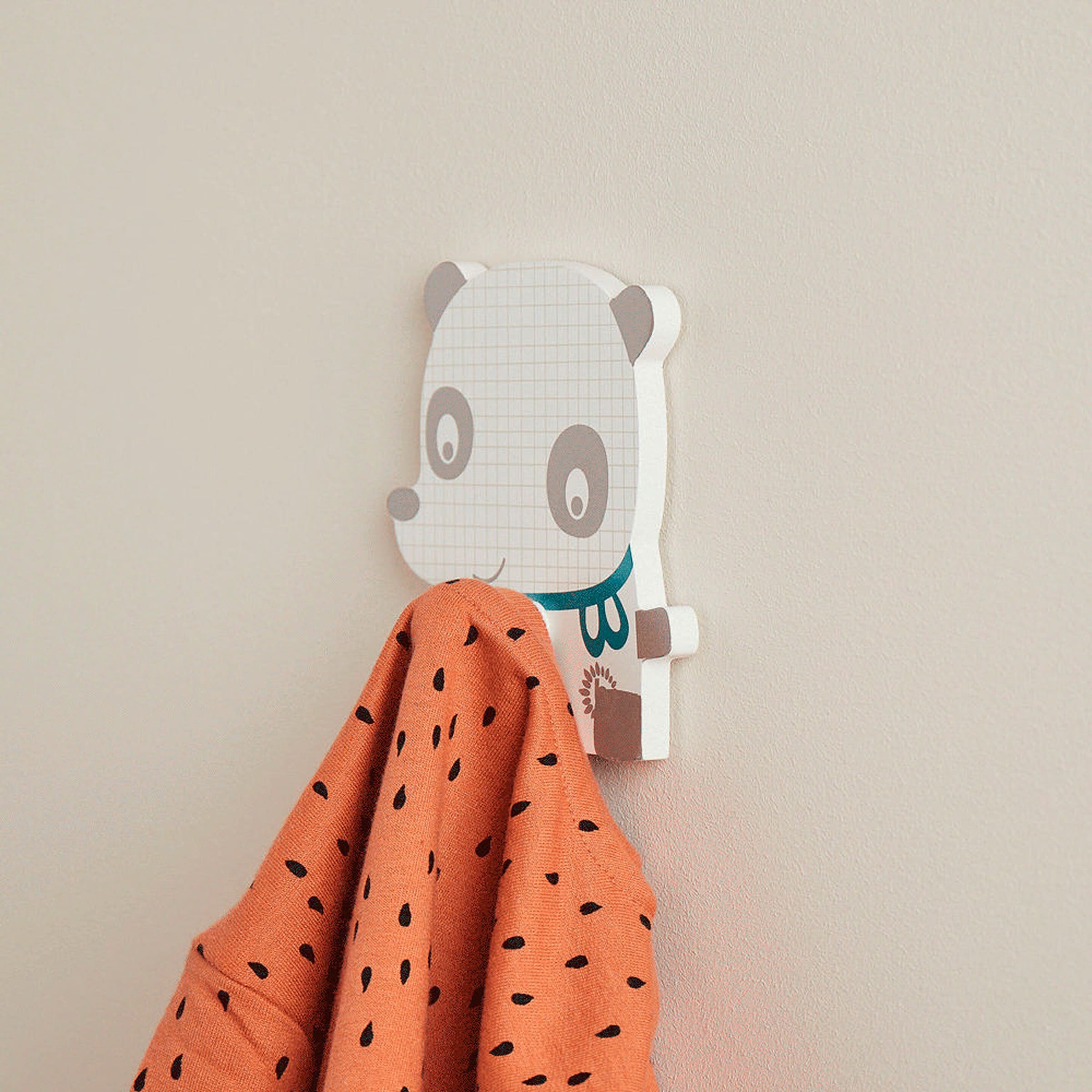 Bieco Kindergarderobe Panda Weiß