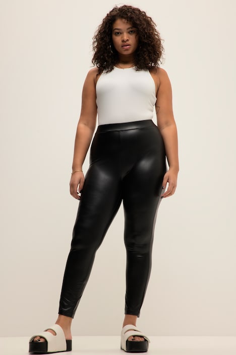 Leggings, beschichtet, elastisch, Elastikbund