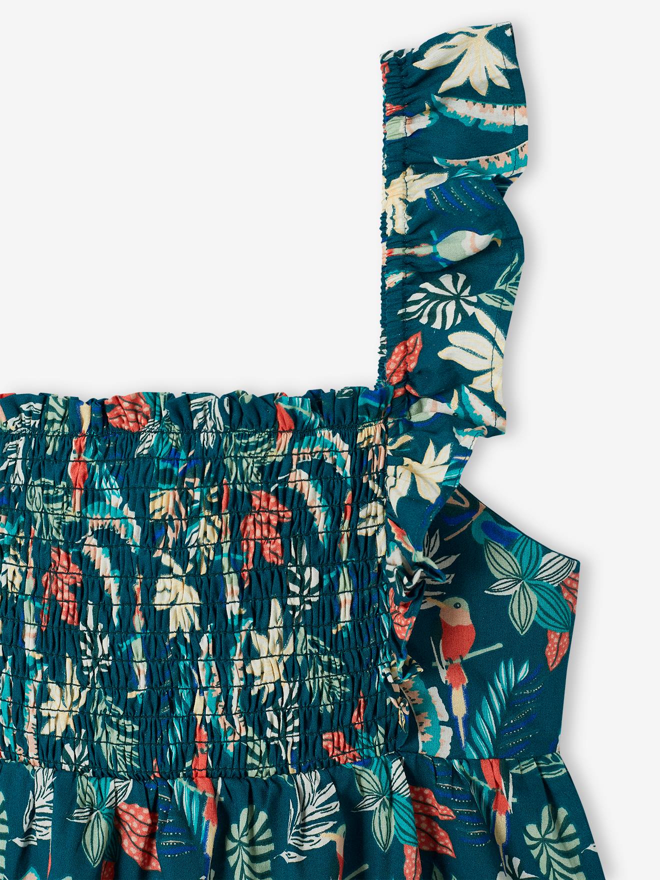 Blusa rosa peônia com alças franzidas e babados para meninas