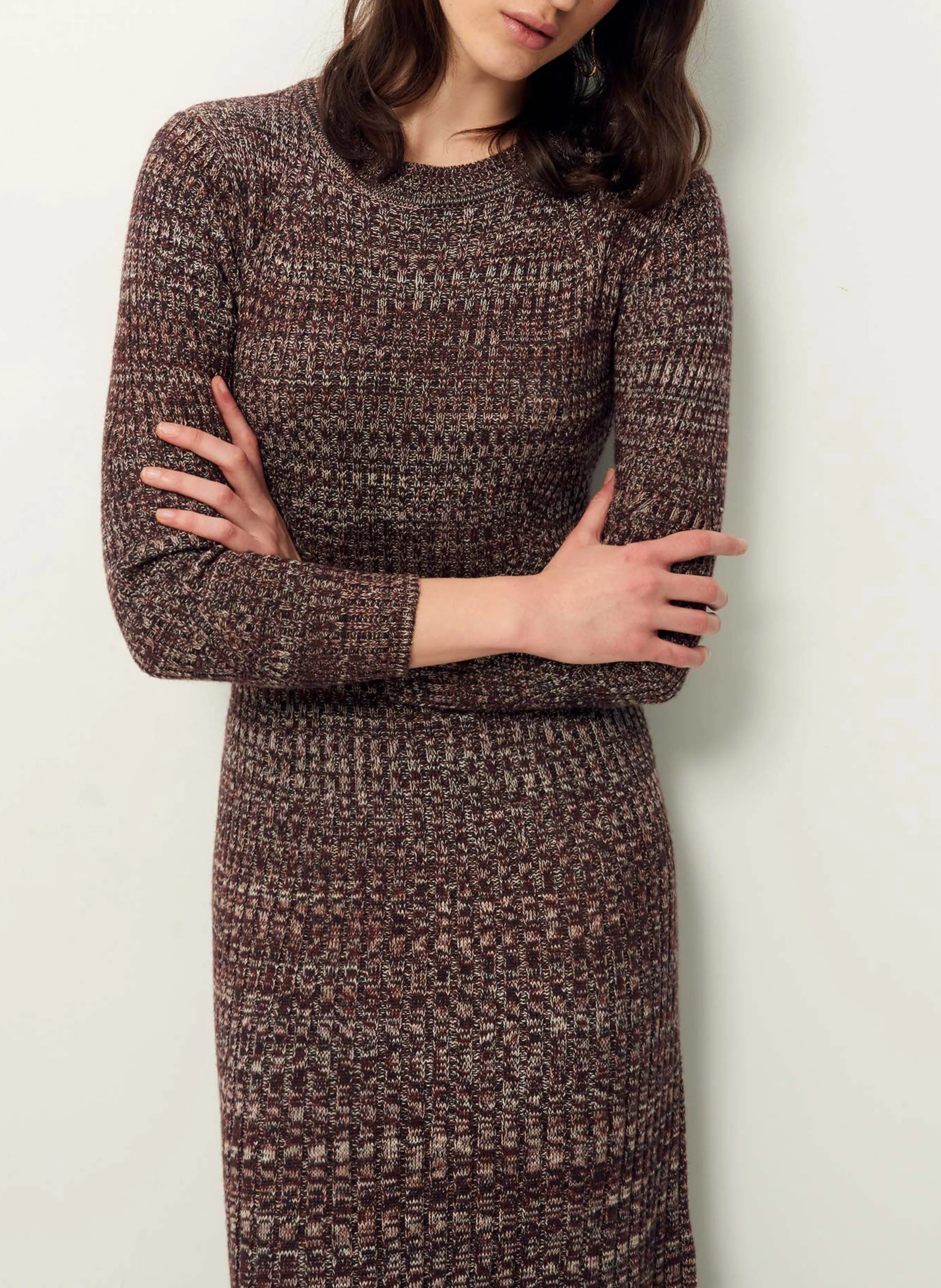 TAMMI - Robe longue col rond | Marron
