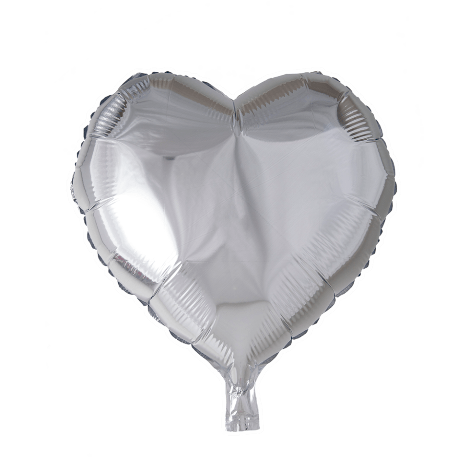 Helium Ballon Hart Zilver 45cm leeg