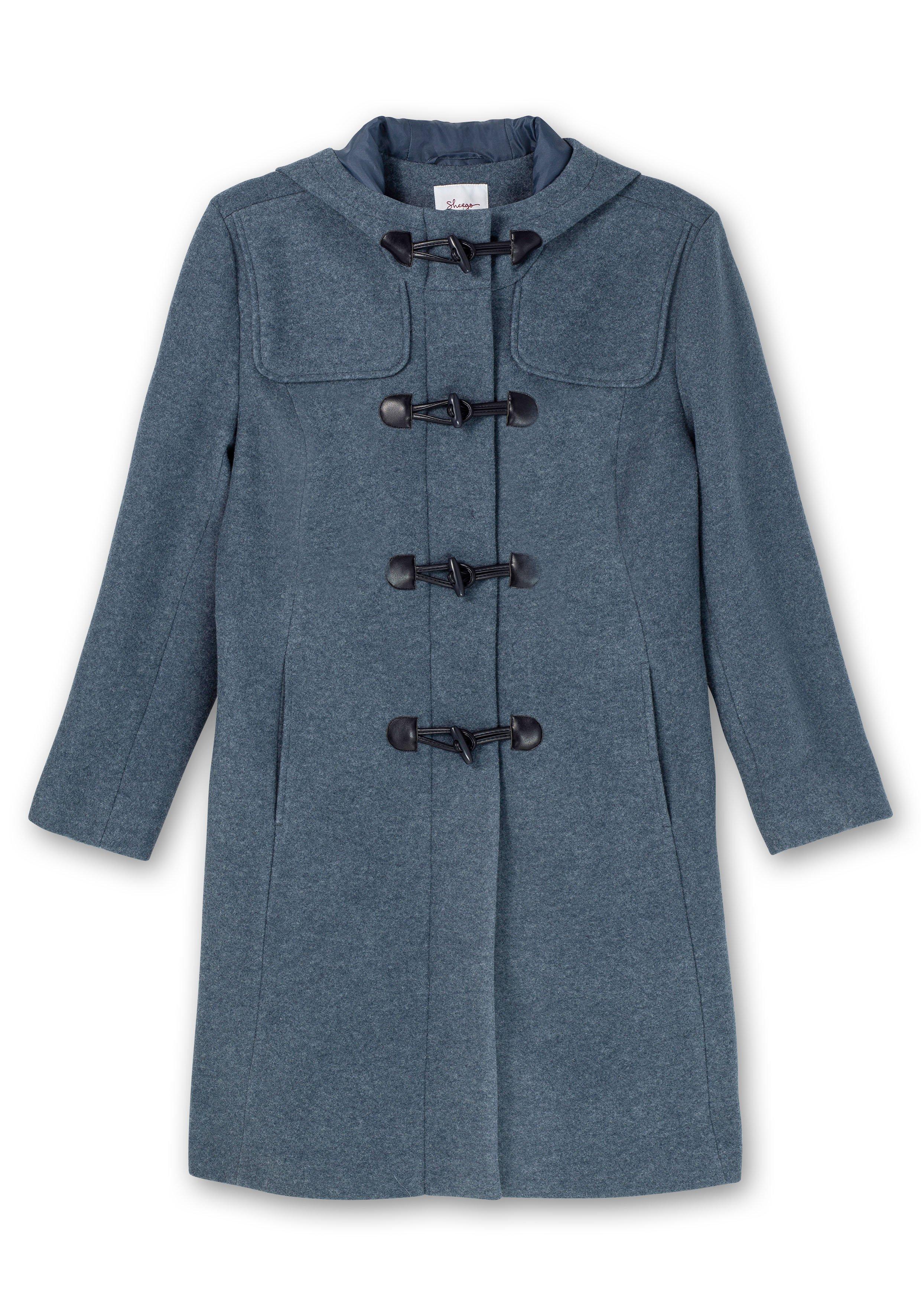 Dufflecoat mit Wollanteil und Kapuze