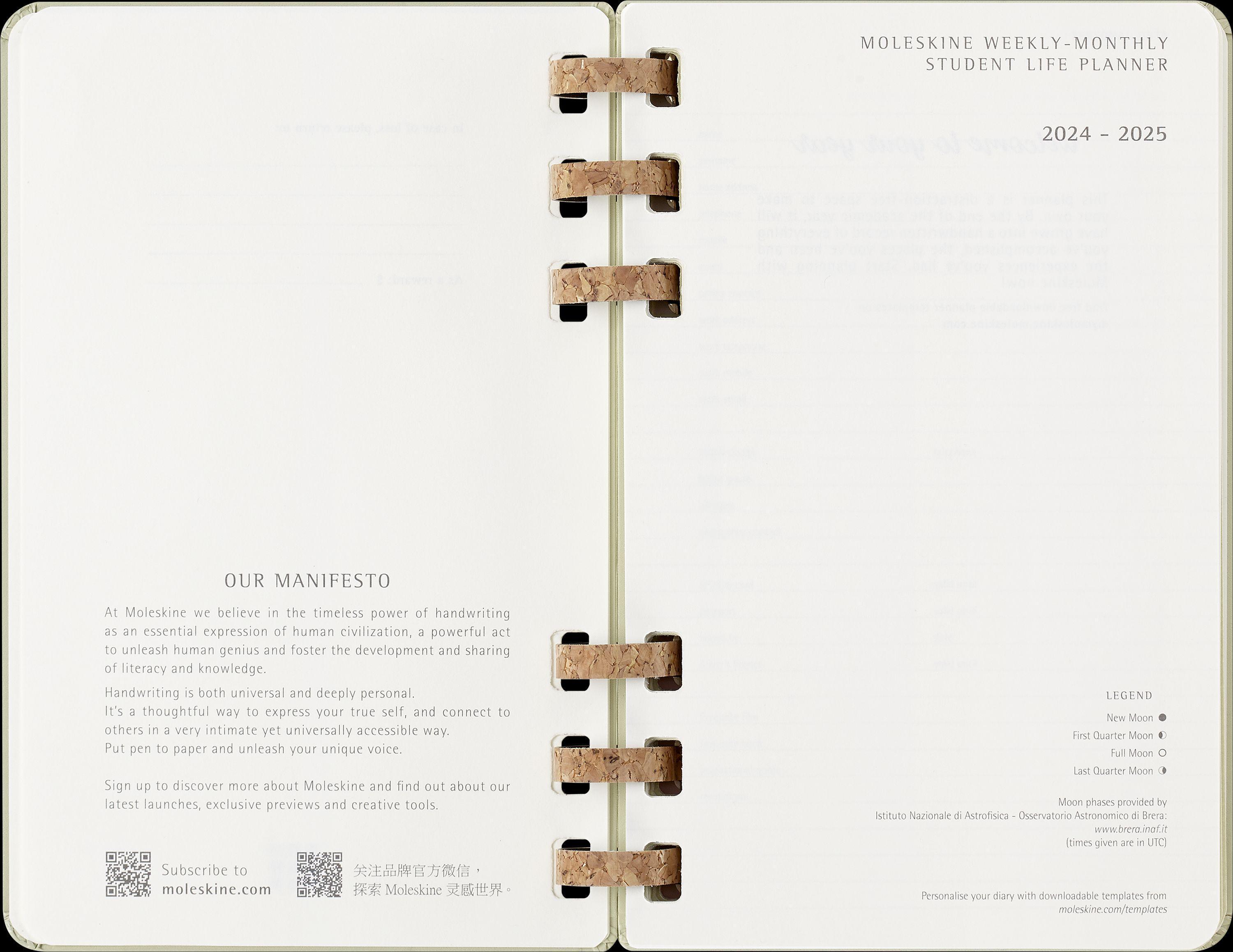 Moleskine 12 Monate Studienplaner mit Spiralbindung, L/A5