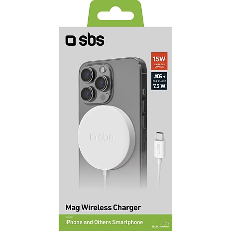 SBS trådløs oplader 15 W - hvid