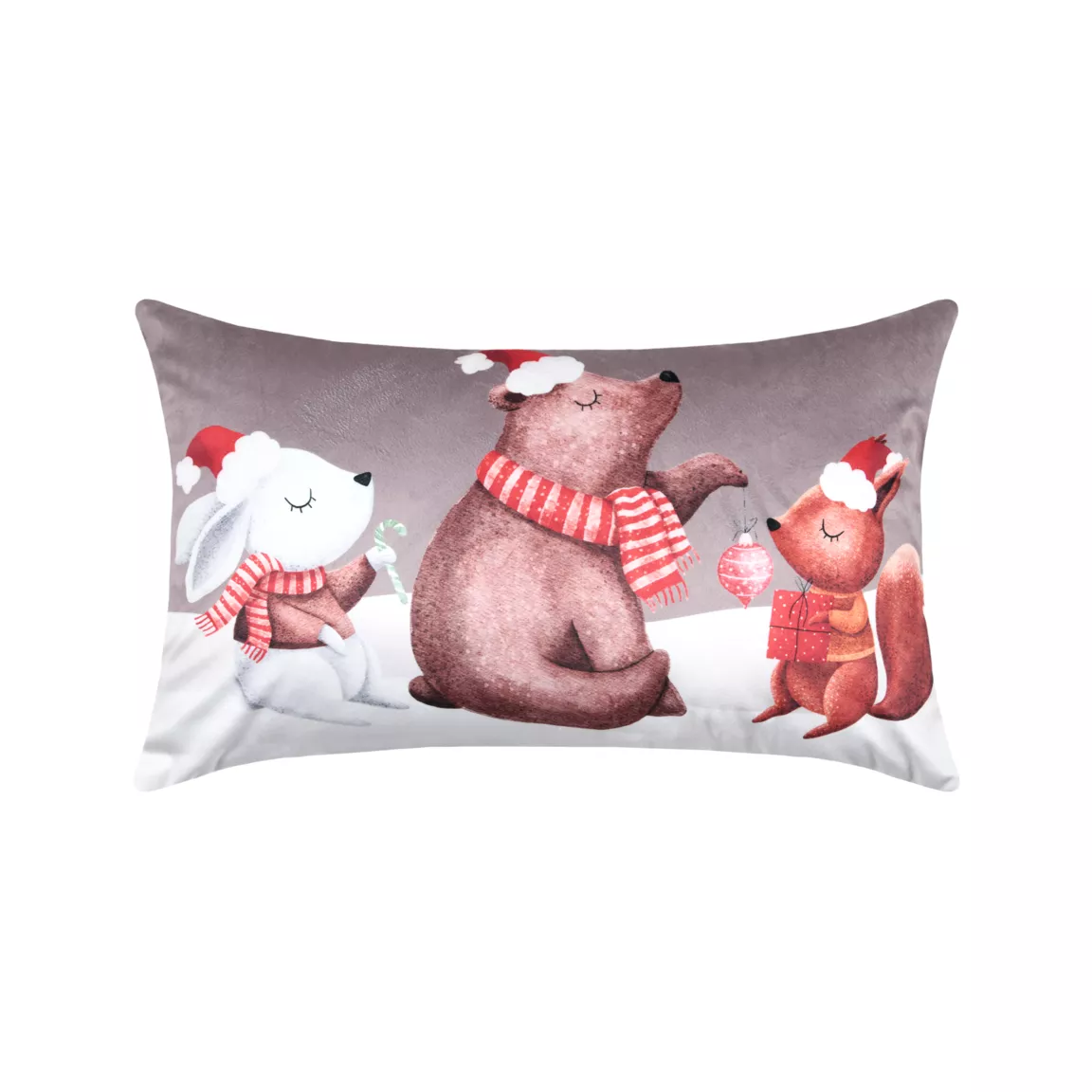Coussin de Noël rectangulaire velours (30 x 50 cm) Lucien Taupe