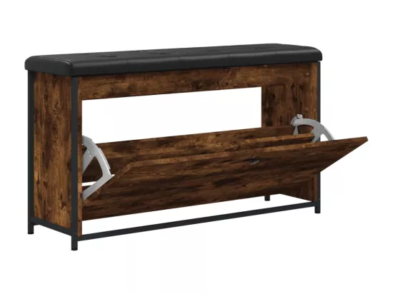 Banc à chaussures tiroir rabattable chêne fumé 102x32x56 cm