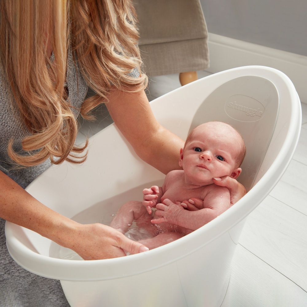 Shnuggle Babybadewanne ab Geburt, Weiß & Grau