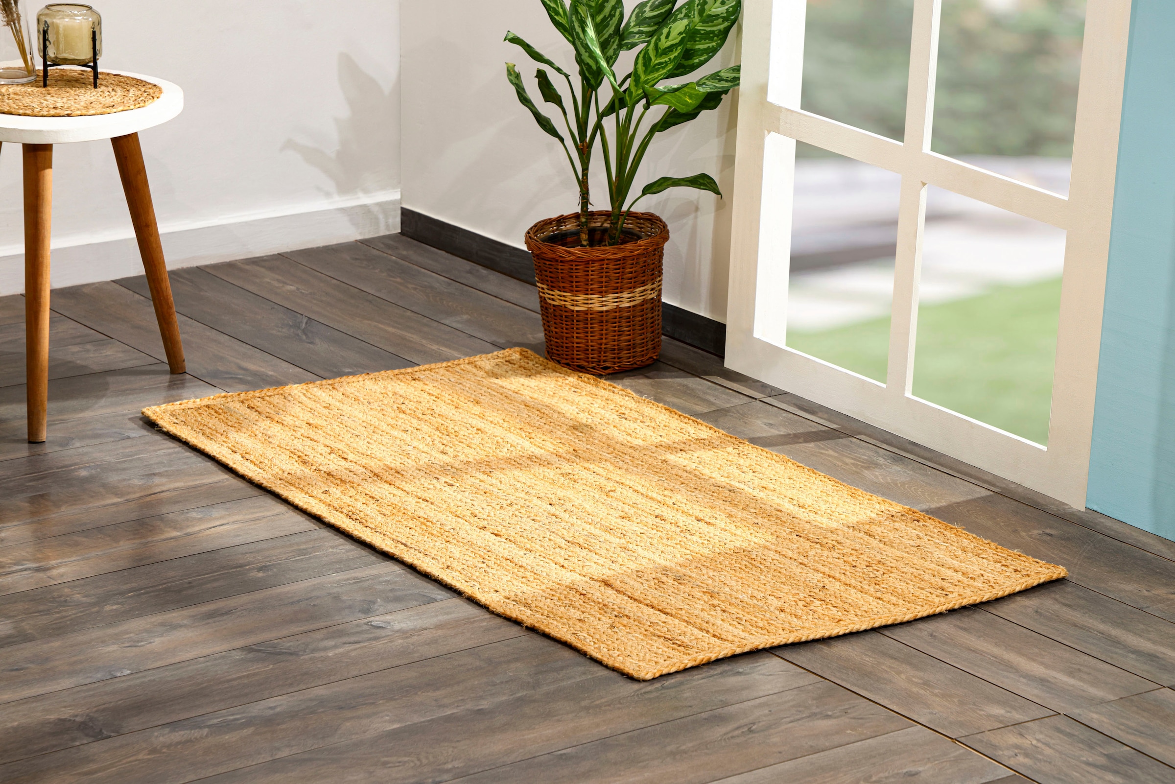 Myflair Möbel & Accessoires Läufer »Lola« rechteckig 10 mm Höhe Juteteppich, Wendeteppich, handgeflochten, 100% Naturfaser, Boho-Style