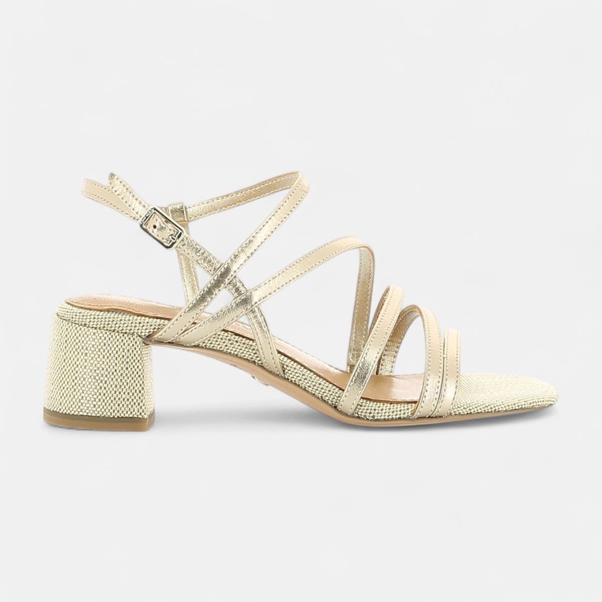 Nu-pieds à talon Femme en cuir bronze