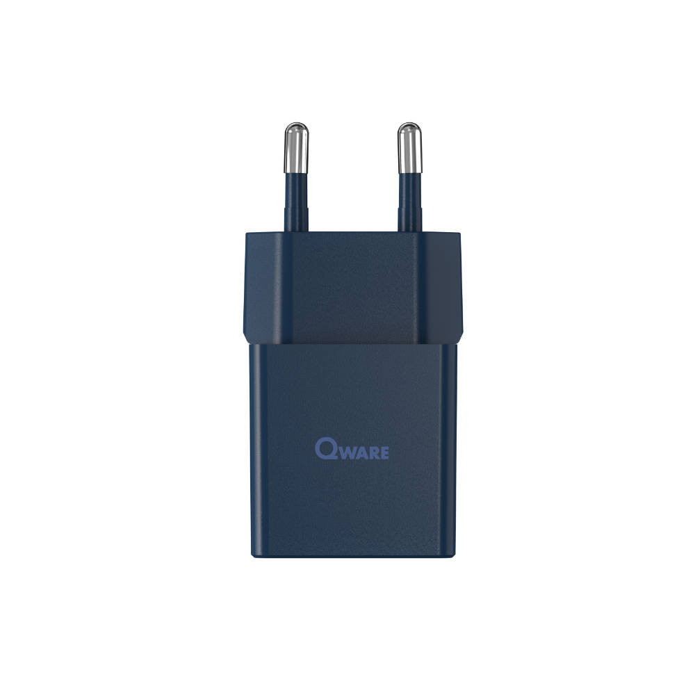 Qware 20 Watt Mini Dual Charger - blauw