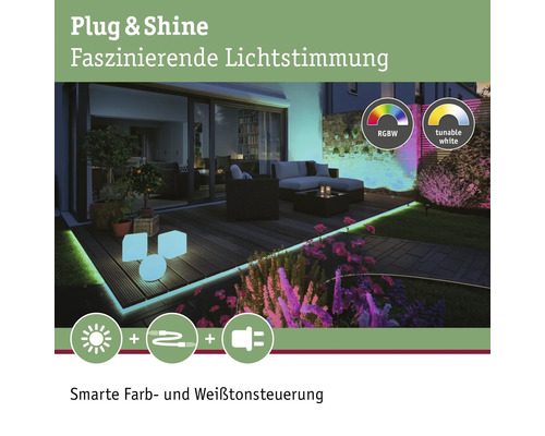 Paulmann Plug & Shine LED-strip Smarter Single Strip 1200 LED's 1400 lm 3000-6500 K RGBW+ Kleurverandering IP67 230/24 V 10 m