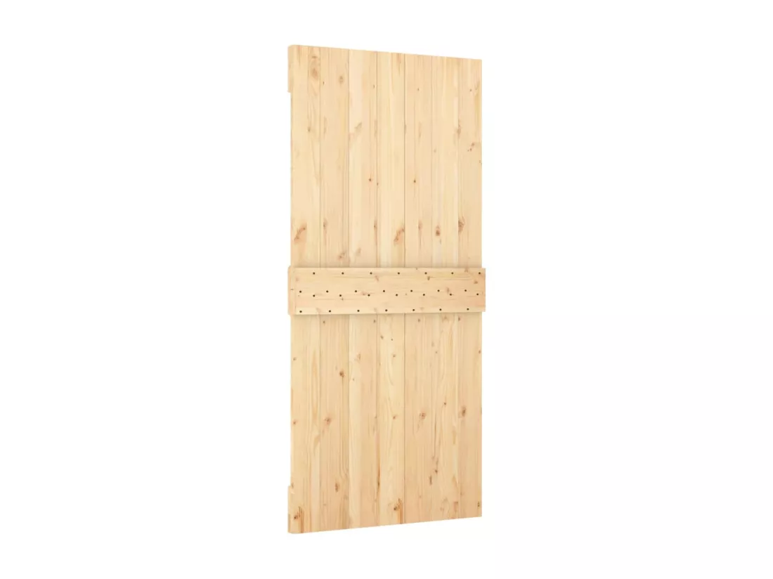 Porte coulissante et kit de quincaillerie 95x210 cm pin massif