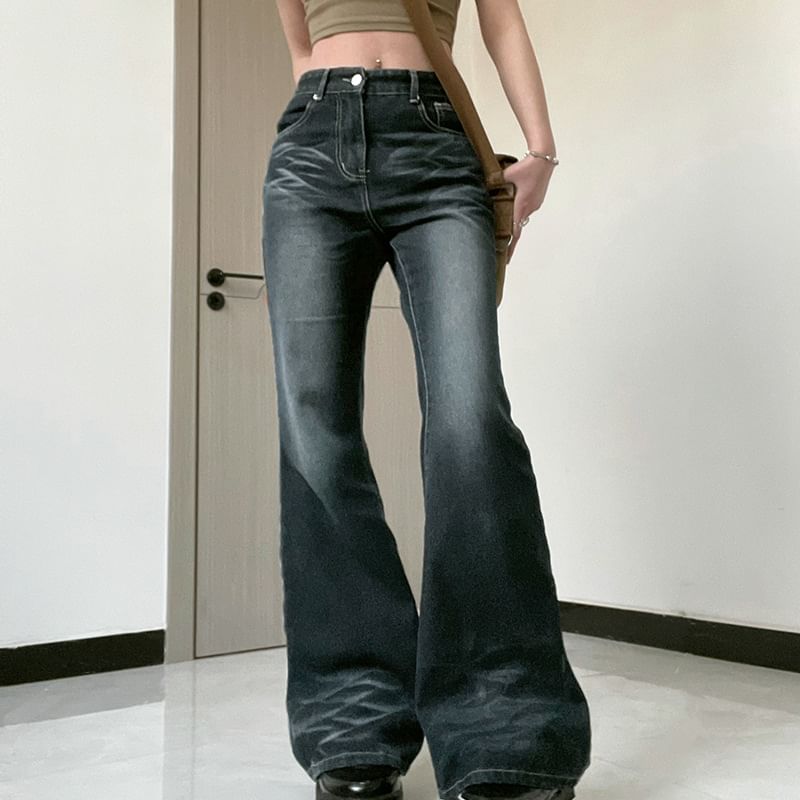 Puffie - Low Rise Washed Slim-Fit Boot-Cut Jeans