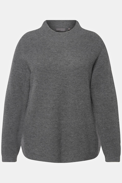 Pullover, Wollmischung, Rippstrick, Stehkragen, Langarm