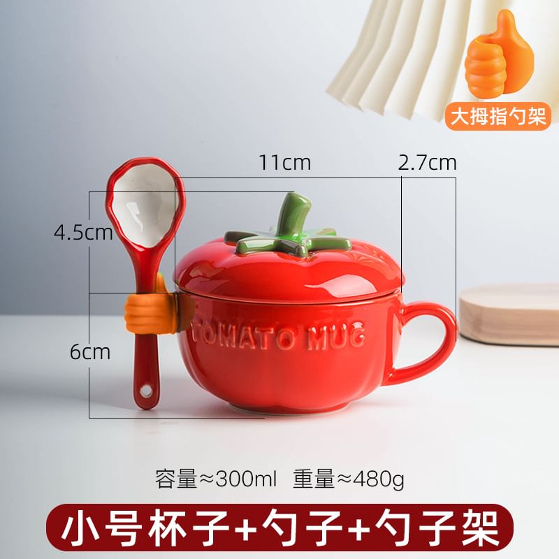 Koringa - Tomaten keramische drinkbeker / deksel / lepel / set (verschillende ontwerpen)
