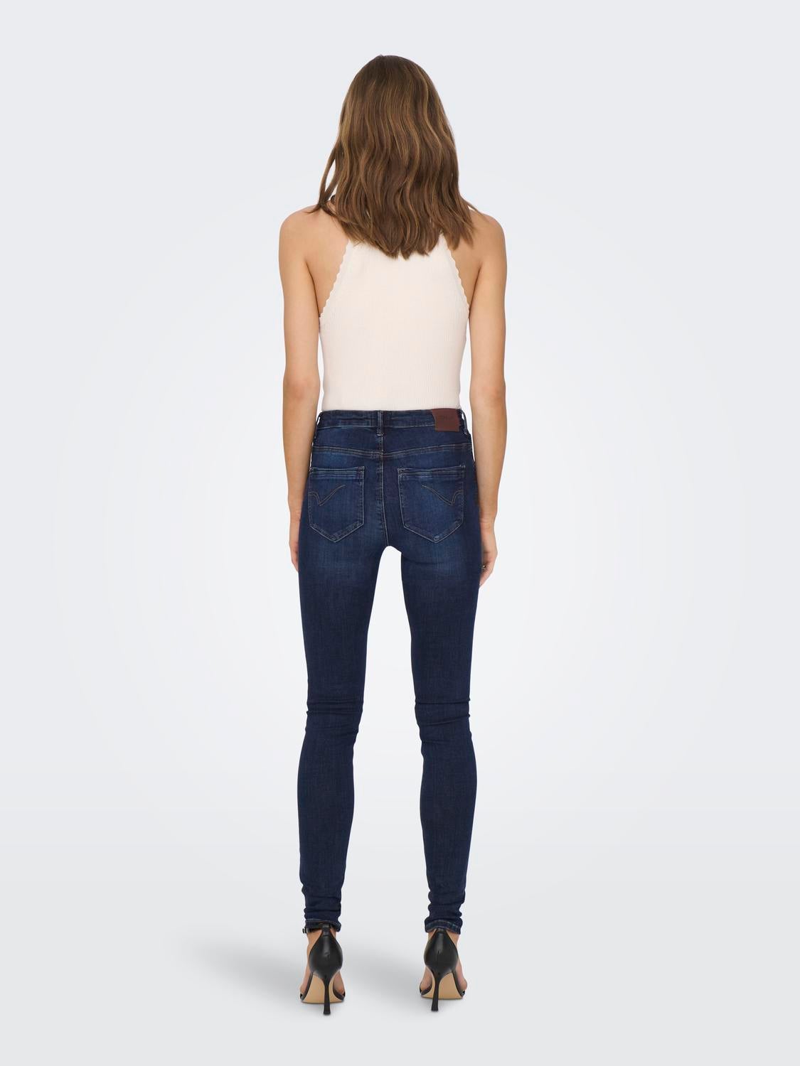 ONLPAOLA Hohe Taille Skinny Fit Jeans Dark Blue Denim