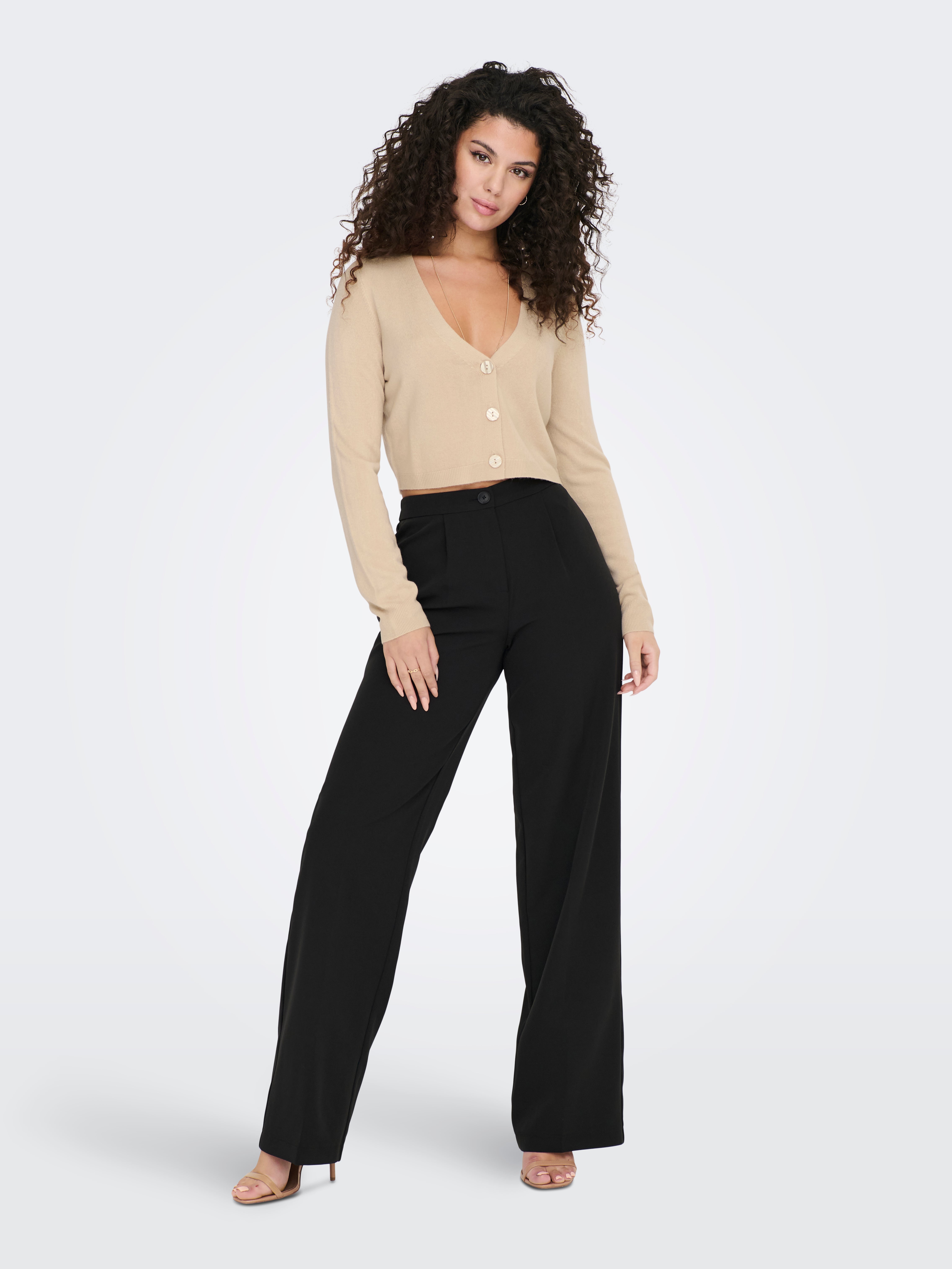 ONLKIRA-MELLIE Hohe Taille Locker geschnitten Hose Black