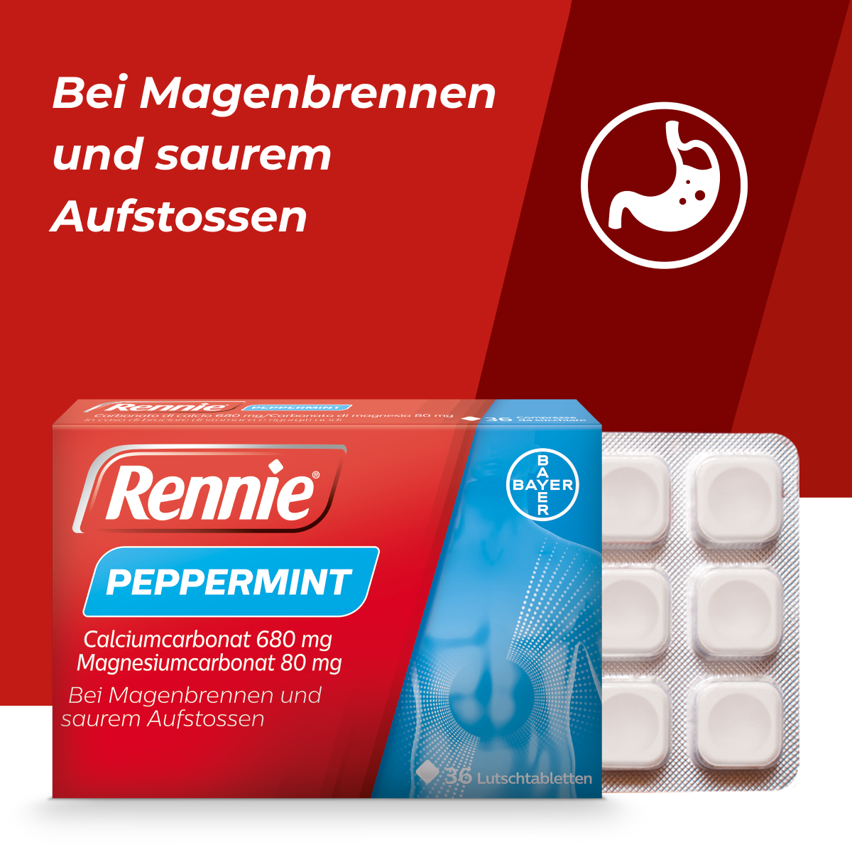 Rennie Peppermint Lutschtabl Blist 36 Stk
