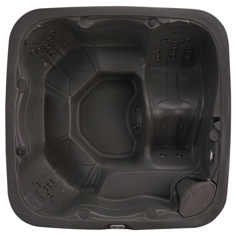 Spas Aquarest, equipados com bombas Jacuzzi®, banheira de hidromassagem quadrada para 6 pessoas com 45 jatos, sistema Plug and Play e ozonizador.