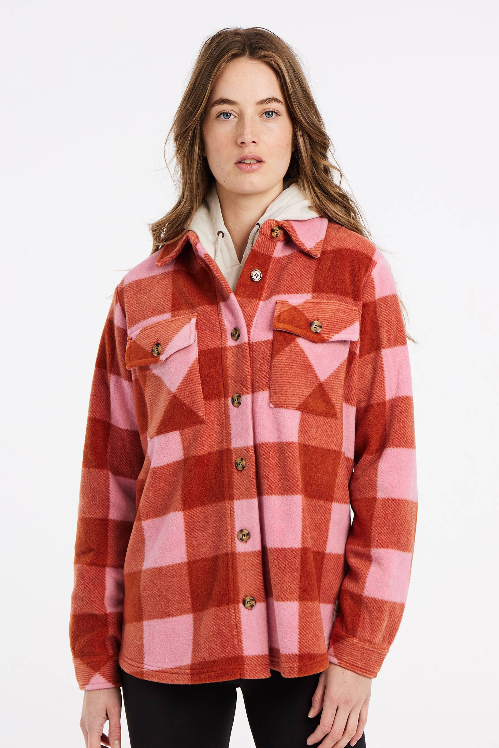 Protest fleece shacket Prtcelestah rood/roze