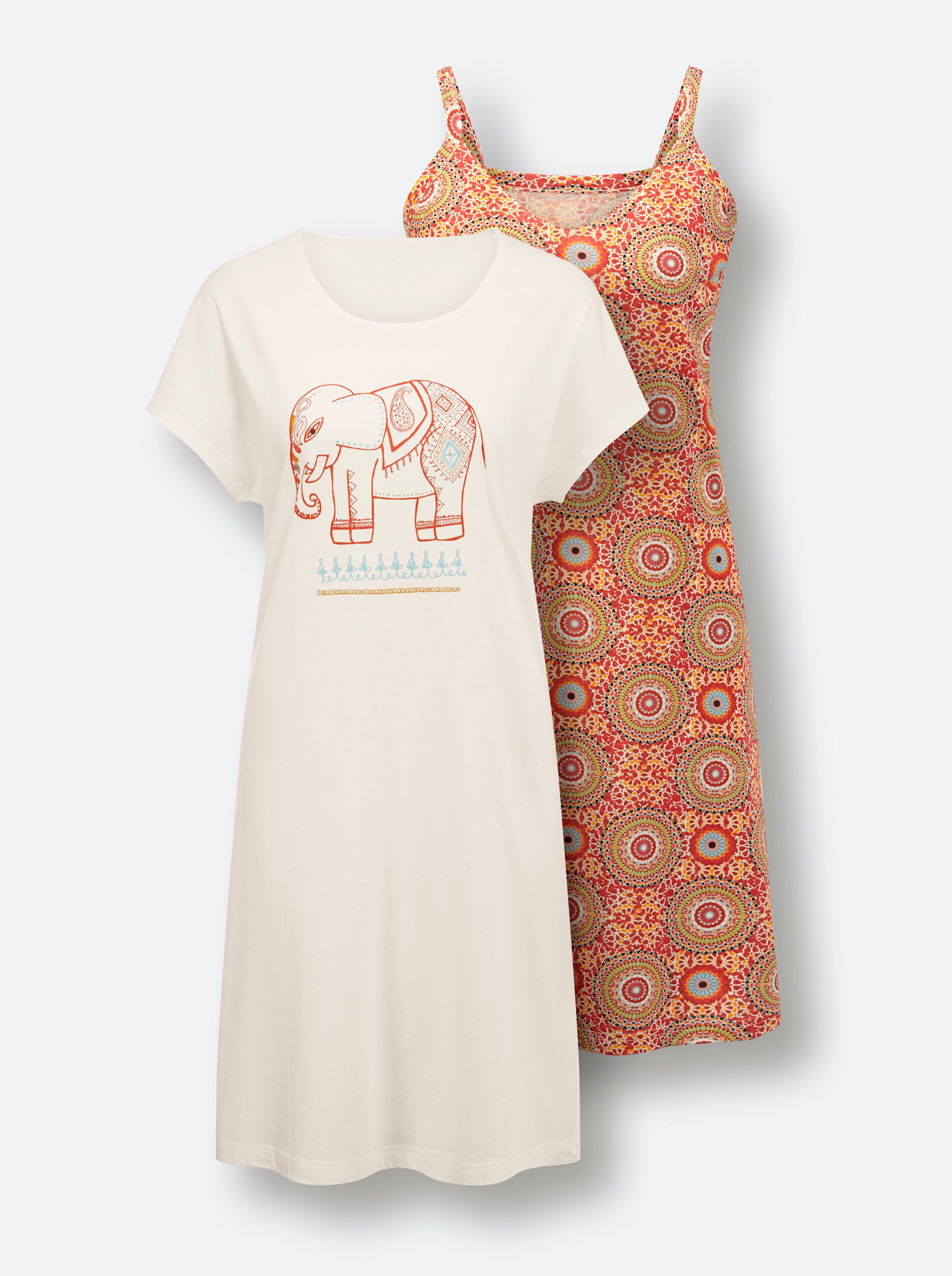 wäschepur Sleepshirts in ecru + terra-bedruckt