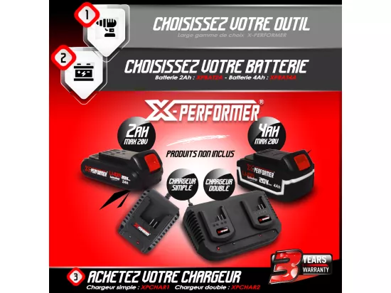 Souffleur rechargeable 2x20 V max avec fonction turbo livré sans batterie - X PERFORMER