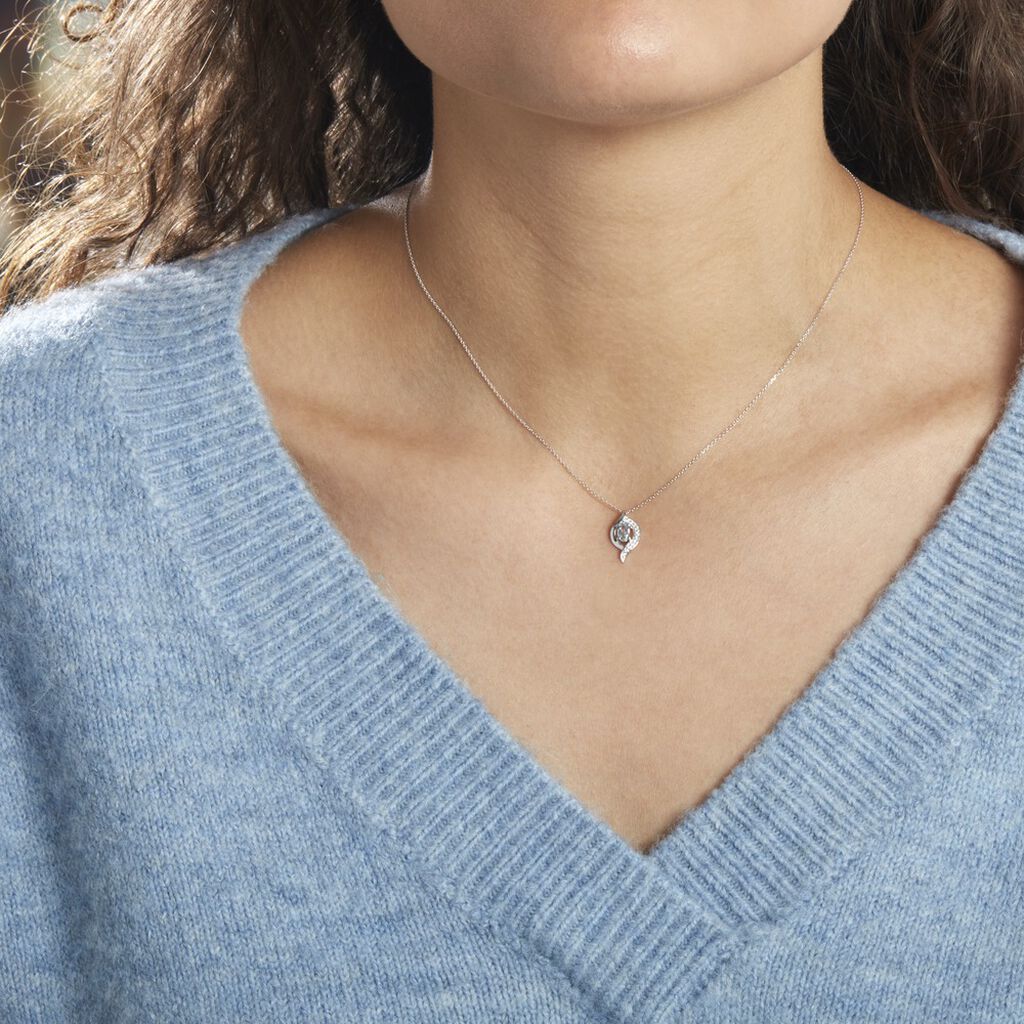 Collier Lydia Or Blanc Topaze Oxyde Oxyde